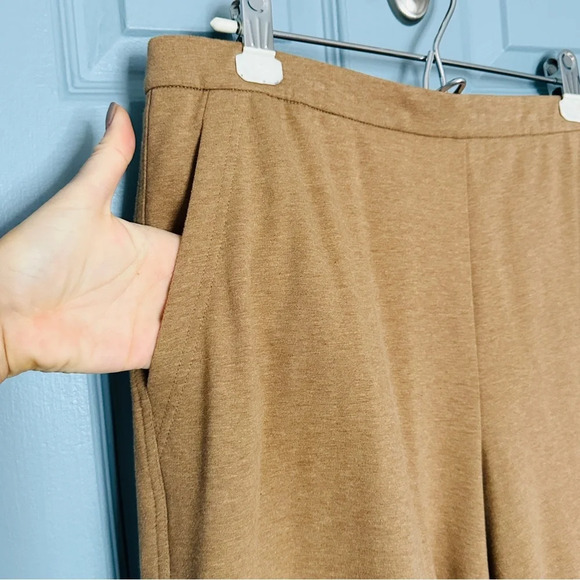 Lafayette 148 New York Webster Ultra Comfort French Terry Tan Pants Sepia Brown - Picture 8 of 16